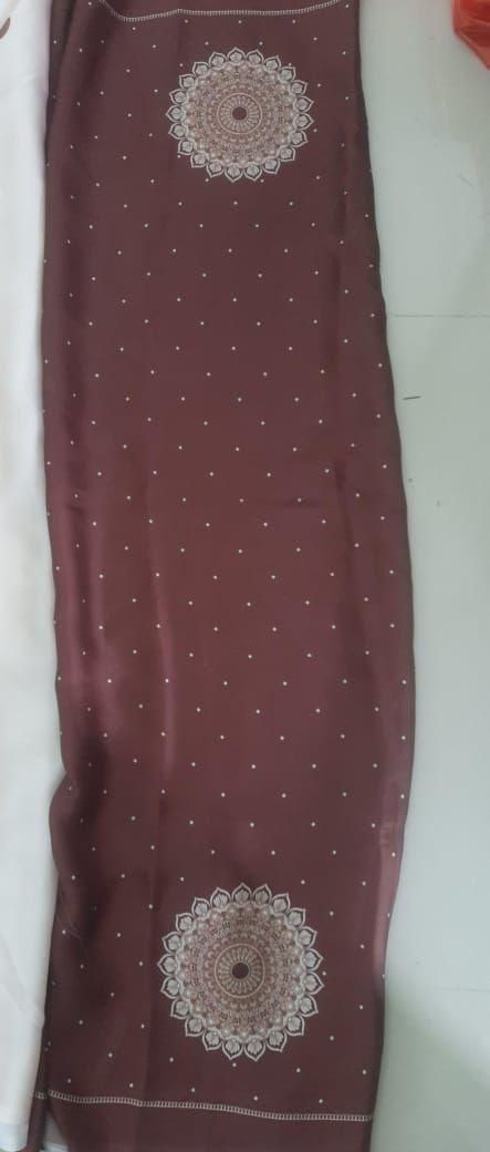 Satin Silk Printed Kaftan Saree With Unstitched Blouse - Haxberry