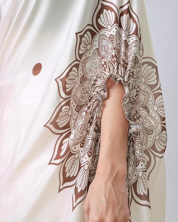 Satin Silk Printed Kaftan Saree With Unstitched Blouse - Haxberry