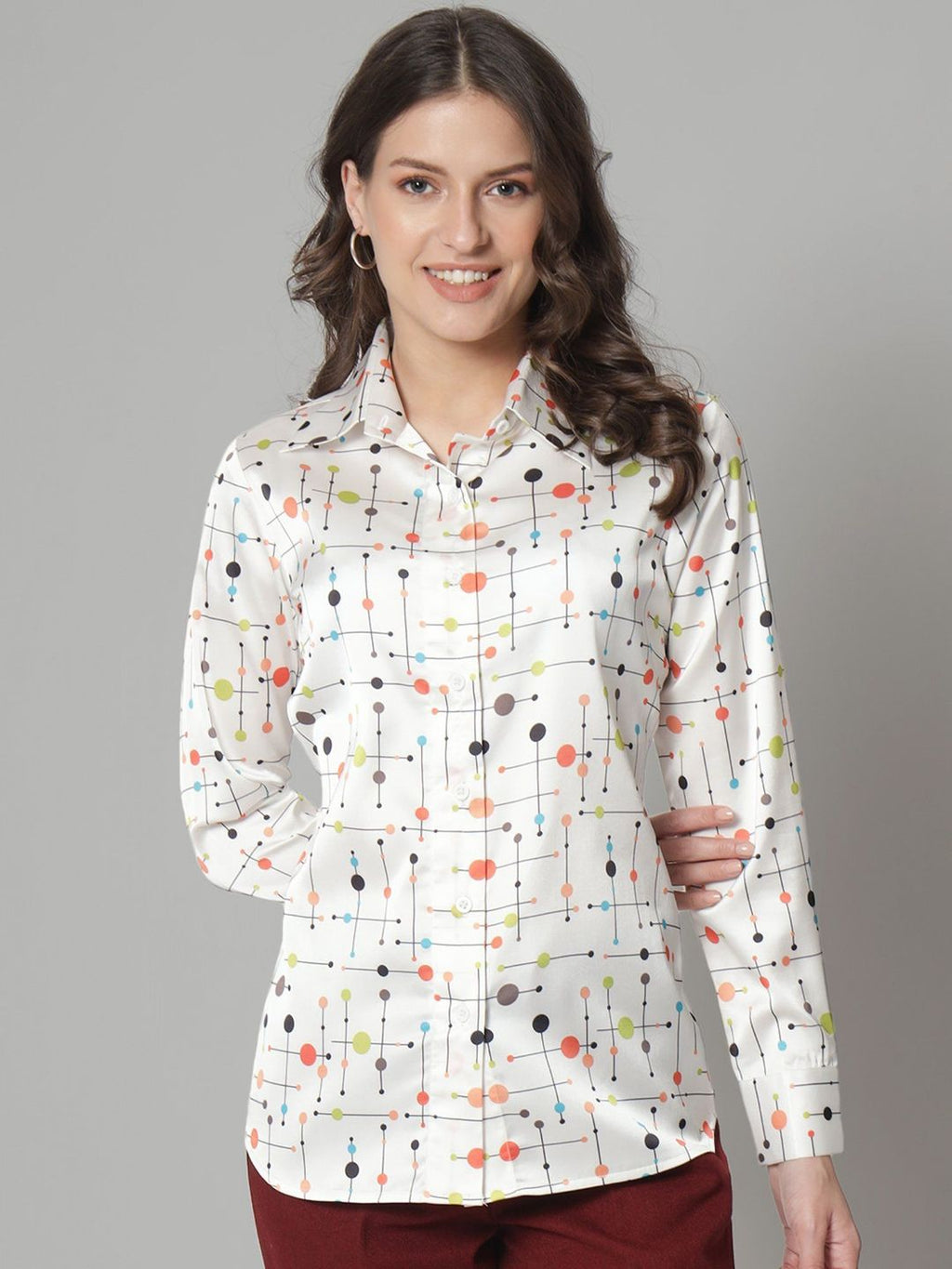 Women Printed Regular Fit Shirt with Full Sleeves - Haxberry