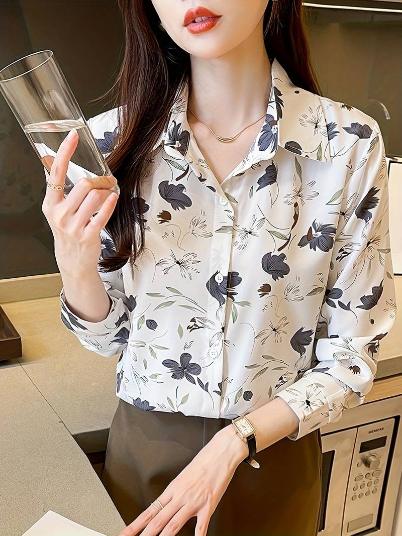 Women Relaxed Fit Fit Printed Button Down Collar Casual Shirt - Haxberry