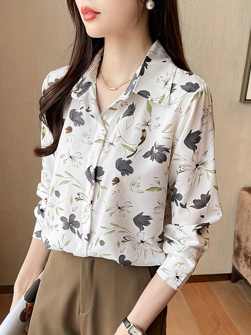 Women Relaxed Fit Fit Printed Button Down Collar Casual Shirt - Haxberry