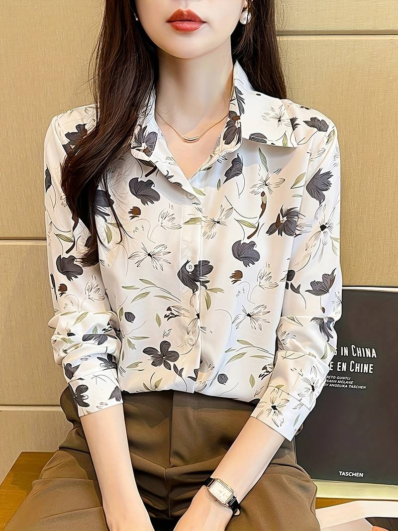 Women Relaxed Fit Fit Printed Button Down Collar Casual Shirt - Haxberry