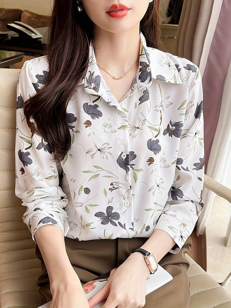 Women Relaxed Fit Fit Printed Button Down Collar Casual Shirt - Haxberry
