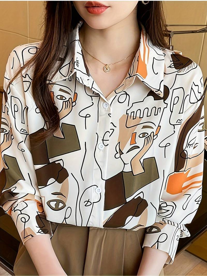 Women Printed Regular Fit Shirt with Full Sleeves - Haxberry