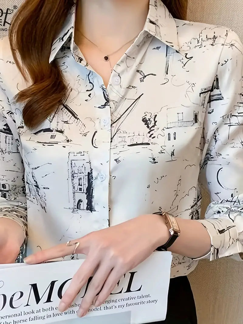 Women Printed Regular Fit Shirt with Full Sleeves - Haxberry