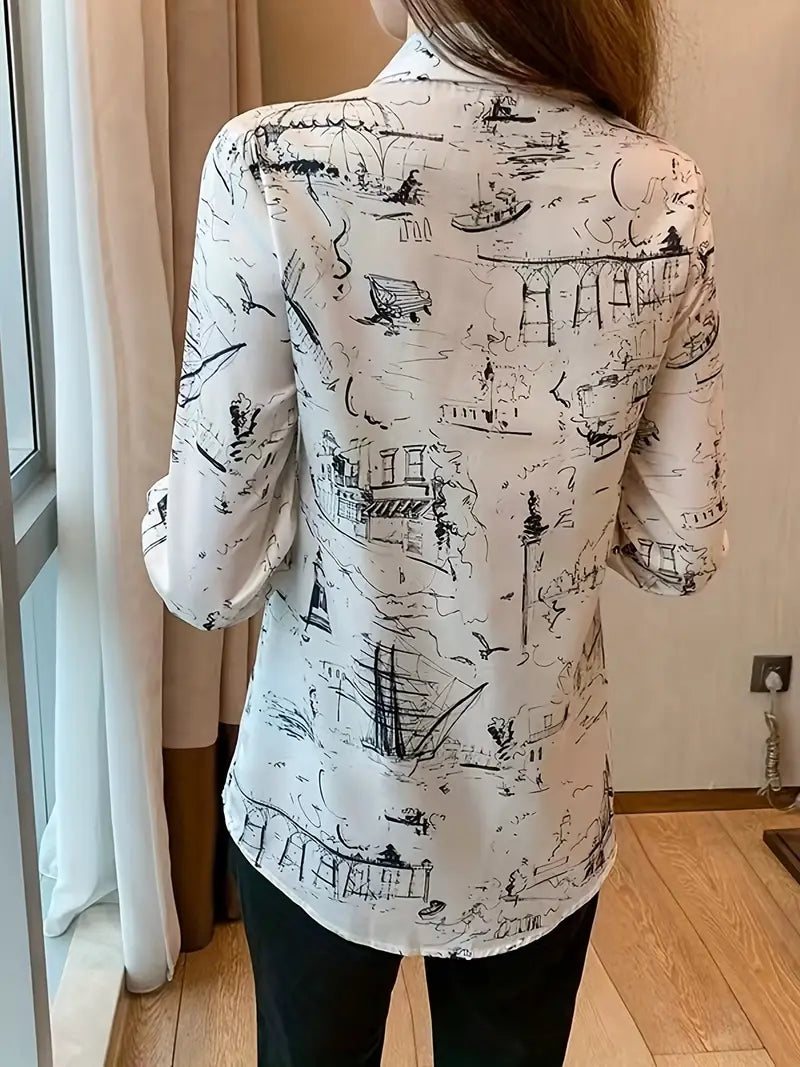 Women Printed Regular Fit Shirt with Full Sleeves - Haxberry